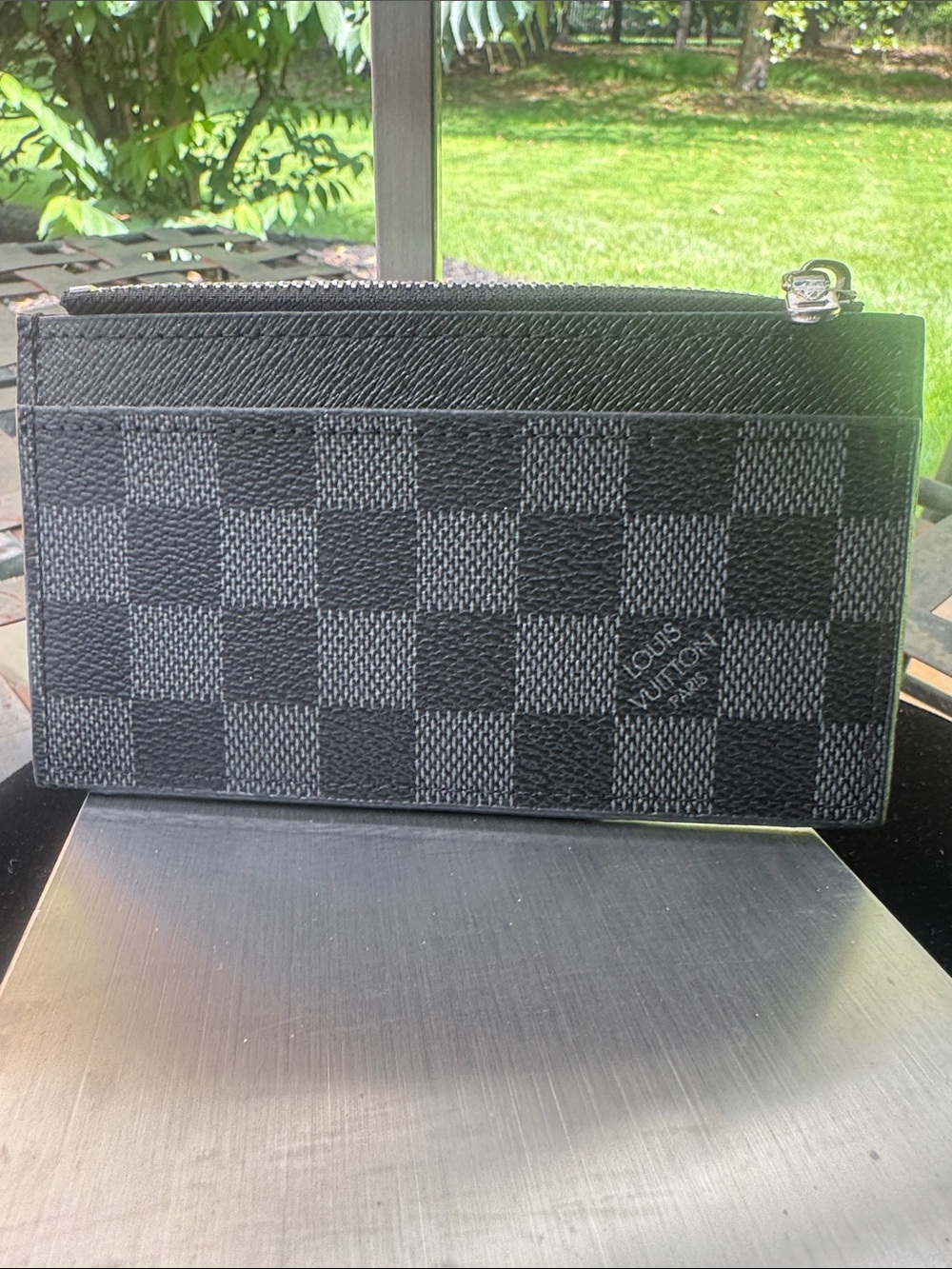 Card holder Black Checkered Zip Card Holder Wallet